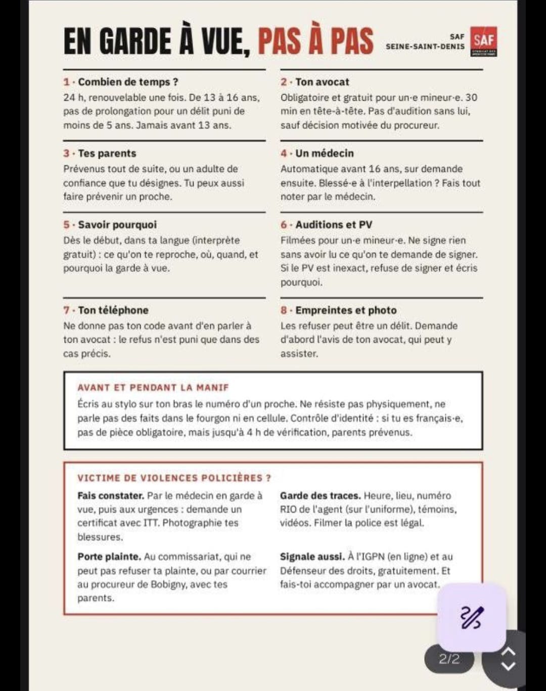 Vos droits en cas d'arrestation 1